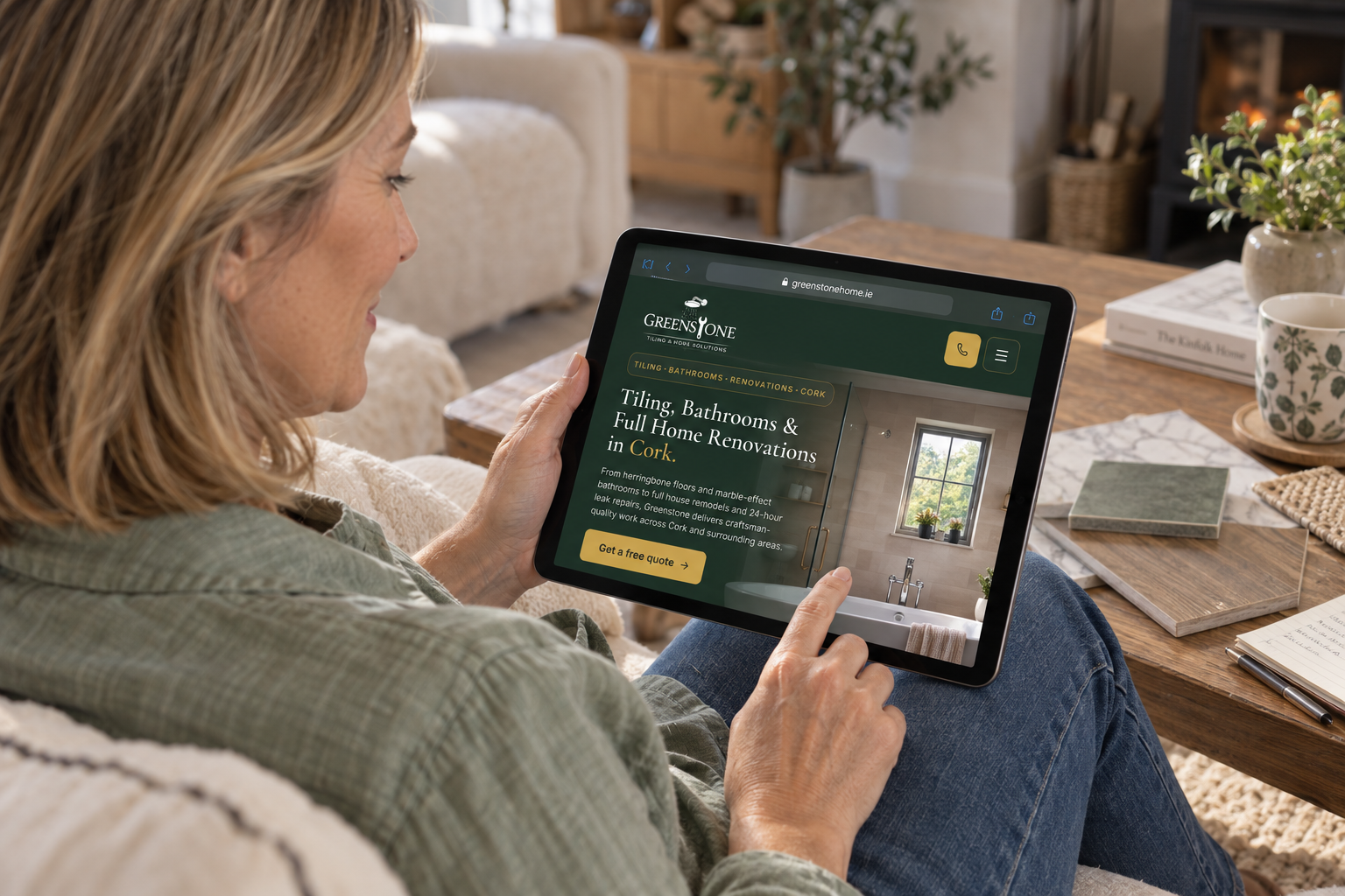 Greenstone Home Solutions website viewed on a tablet